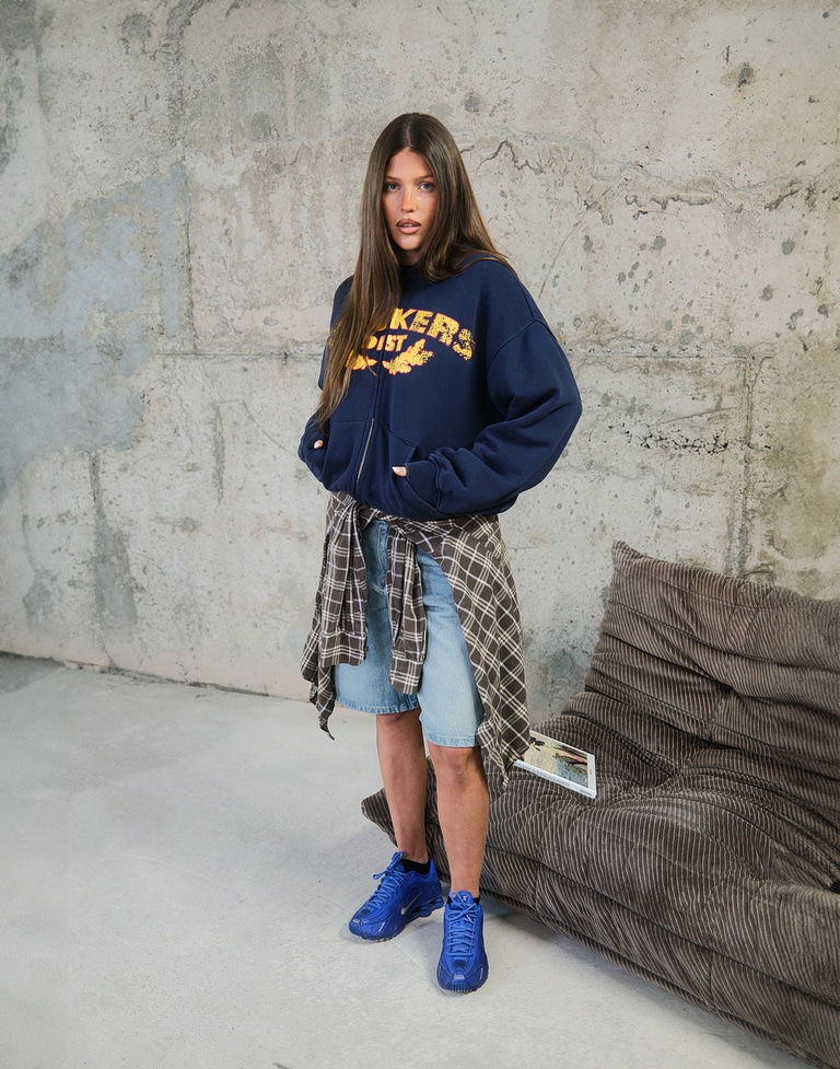 HOODIES Hawkers213 POLE ZIPPER - Washed Navy