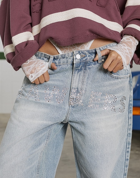 PANTS Hawkers213 STRASS DENIM - Light Blue