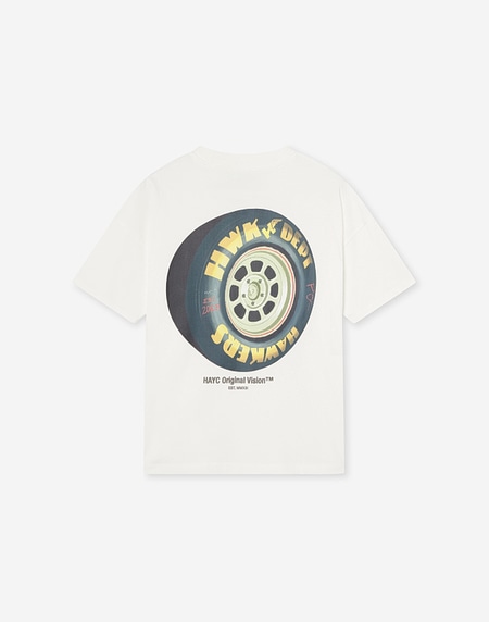 TEES Hawkers213 TIRE TEE - Washed Ecru