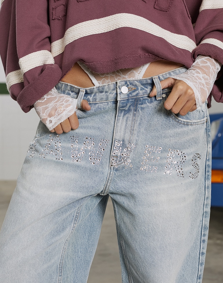 PANTS Hawkers213 STRASS DENIM - Light Blue