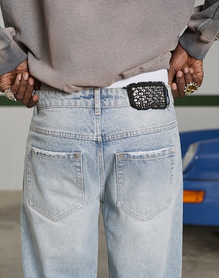 PANTS Hawkers213 STRASS DENIM - Light Blue