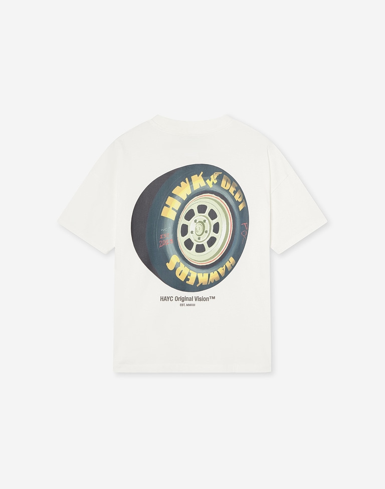 TEES Hawkers213 TIRE TEE - Washed Ecru