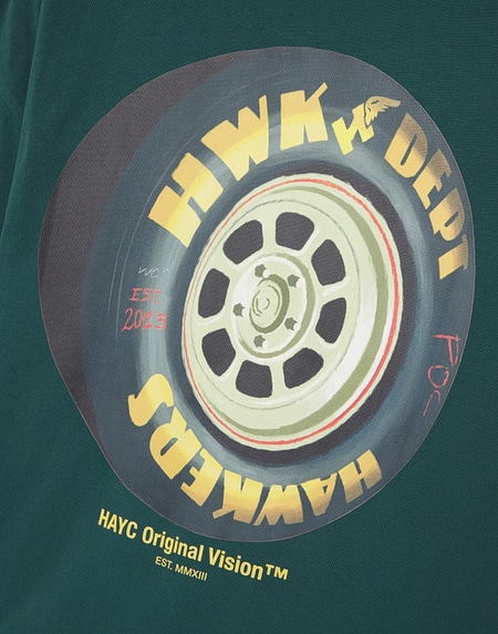 TEES Hawkers213 TIRE TEE - Washed Green