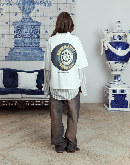 TEES Hawkers2013 TIRE TEE - Washed Ecru