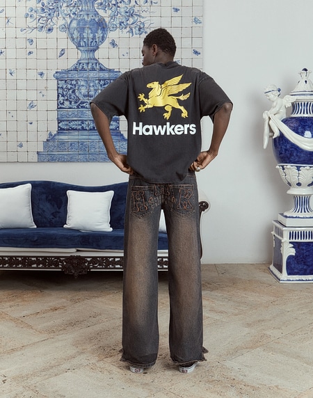 TEES Hawkers213 GAS TEE - Washed Black
